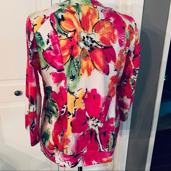 Ny Collection shimmering floral Collarless Blazer - Picture 3 of 8